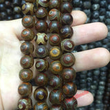 Tibetan Dzi Eyes beads Natural Green agat Stone Buddhism Round Loose bead 10MM