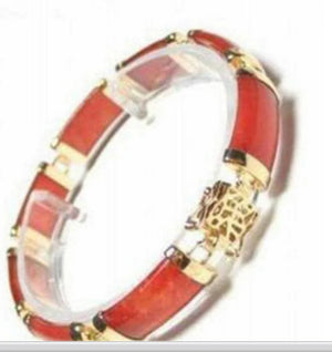 Red Gem Jade Bracelet - Elegant and Stunning
