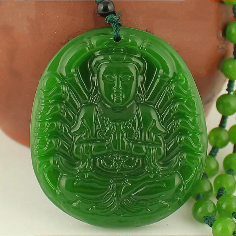Green Jade Guanyin Necklace Pendant