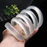 Hand Carved Wide Stripe Jade Bracelet - Boutique Jewelry
