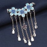 925 Silver Enamel Tassel Pendant for Women Ethnic Vintage Flower Choker