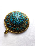 Chinese Natural Turquoise Round Pendant