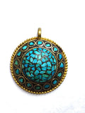 Chinese Natural Turquoise Round Pendant