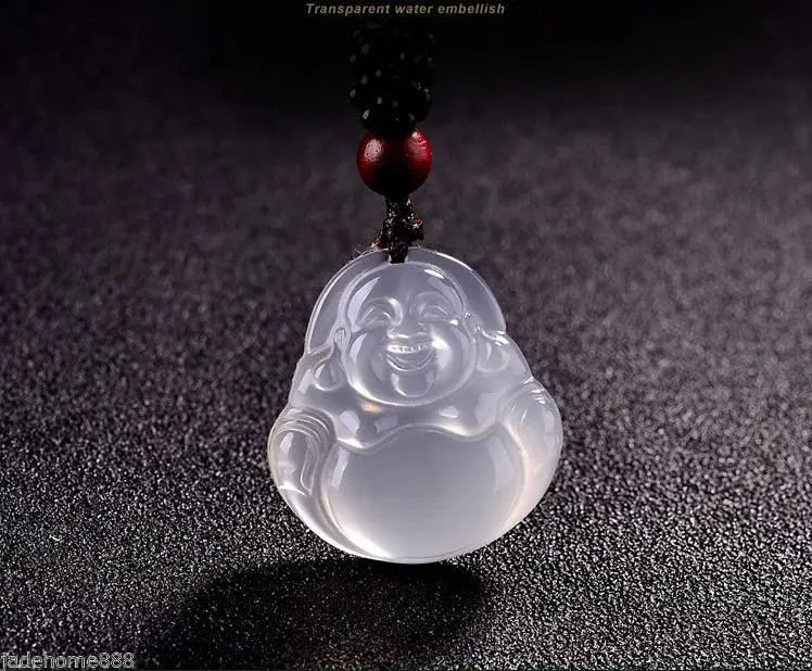 Natural Chalcedony Buddha Pendant Necklace