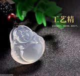 Natural Chalcedony Buddha Pendant Necklace