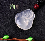 Natural Chalcedony Buddha Pendant Necklace