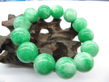 Chinese 14mm Green Jade Bracelet / Round Beads Bracelet