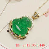 Chinese Agate Chalcedony Buddha Pendant Necklace Charm Lucky Amulet