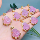 Chinese Agate Chalcedony Buddha Pendant Necklace Charm Lucky Amulet