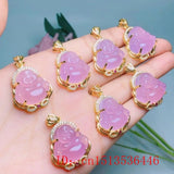 Chinese Agate Chalcedony Buddha Pendant Necklace Charm Lucky Amulet