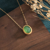 Ancient Style Gold-Plated Chalcedony Agate Jade Necklace for Women