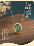 Ancient Style Gold-Plated Chalcedony Agate Jade Necklace for Women