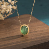 Ancient Style Gold-Plated Chalcedony Agate Jade Necklace for Women