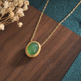 Ancient Style Gold-Plated Chalcedony Agate Jade Necklace for Women