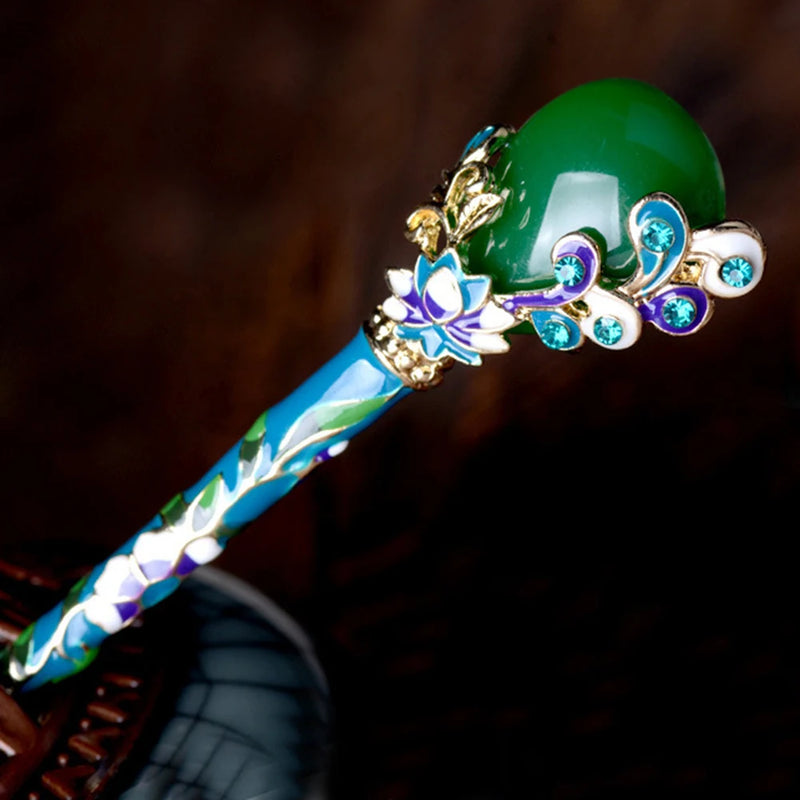 Chinese Style Hairpins Clips Jade Headpieces for Women Girls