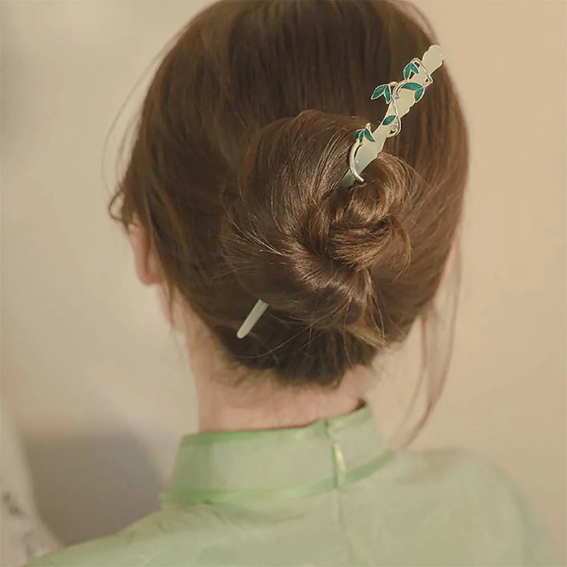 Ancient Style Jade Bamboo Hairpin for Women Hanfu Cheongsam Updo