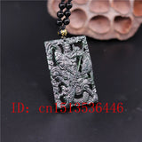 Chinese Green Jade Warrior Guan Gong Double-sided Carved Pendant Necklace