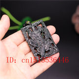 Chinese Green Jade Warrior Guan Gong Double-sided Carved Pendant Necklace