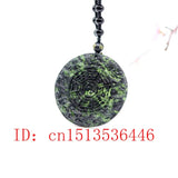 Chinese Green Jade Zodiac Pendant Eight Trigrams Necklace Men Amulet Luck