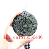 Chinese Green Jade Zodiac Pendant Eight Trigrams Necklace Men Amulet Luck