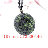 Chinese Green Jade Zodiac Pendant Eight Trigrams Necklace Men Amulet Luck