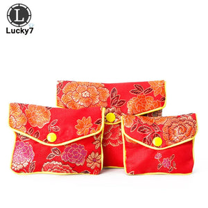 Chinese Brocade Silk Embroidery Small Jewelry Storage Pouch B