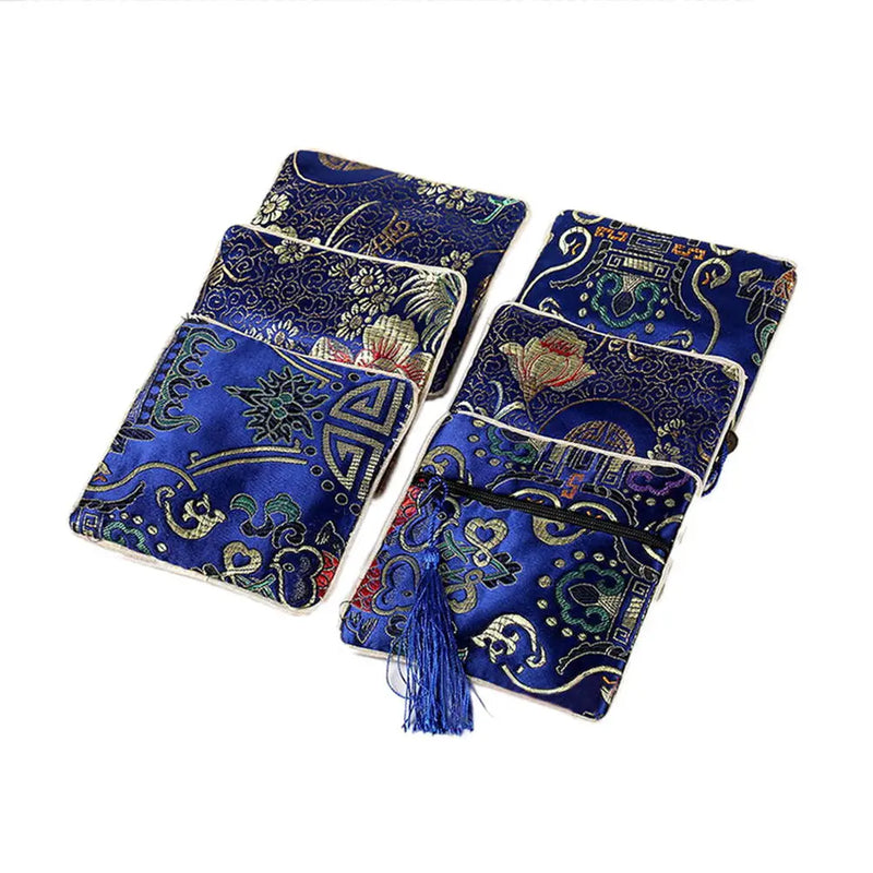 Chinese Brocade Silk Embroidered Jewelry Pouch Bag