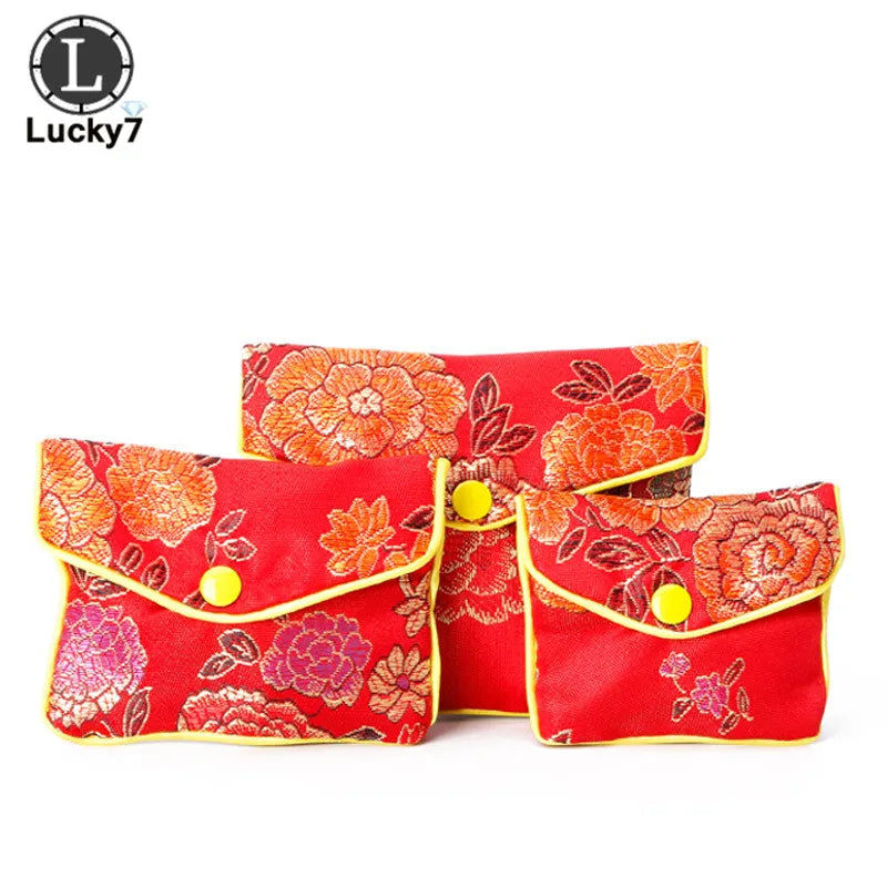 Chinese Brocade Silk Embroidery Small Jewelry Storage Pouch B