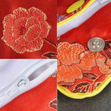 Chinese Brocade Silk Embroidery Padded Jewelry Pouch Snap Case Coin Purse