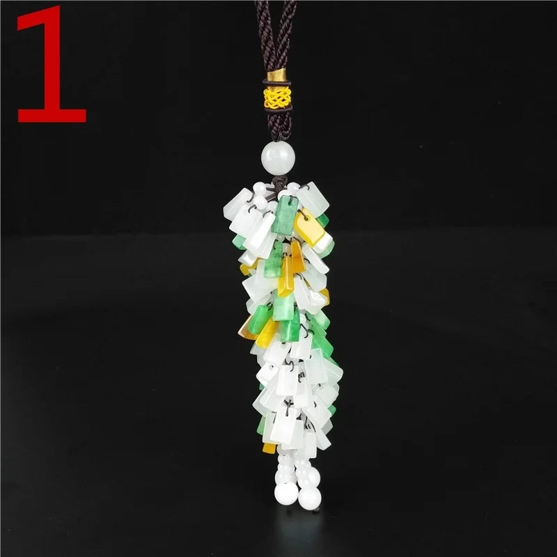 Chinese Multicolor Jade Lucky Charm Car Ornament