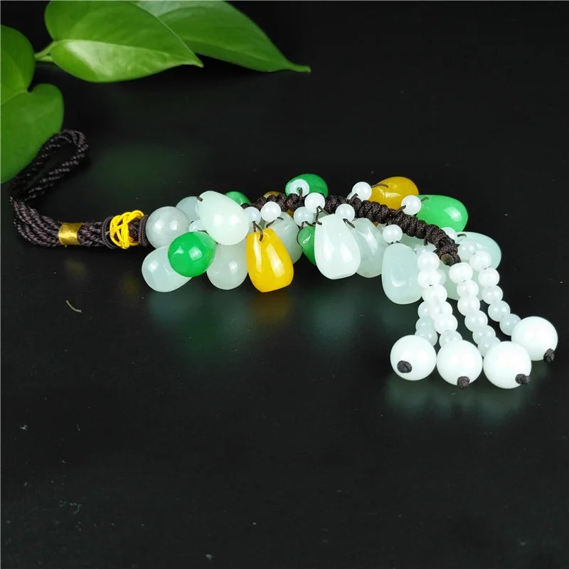Chinese Multicolor Jade Lucky Charm Car Ornament