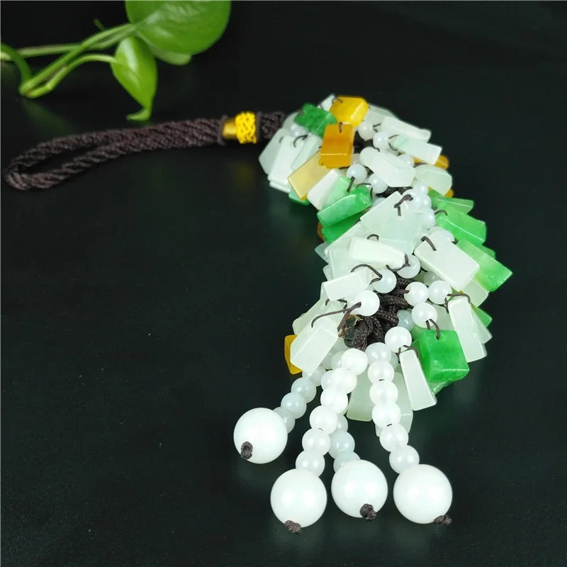 Chinese Multicolor Jade Lucky Charm Car Ornament