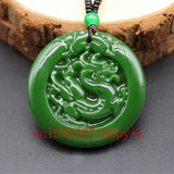 Chinese Carved Dragon Green Jade Pendant Necklace Charm Jadeite Jewelry