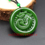 Chinese Carved Pixiu Green Jade Pendant Necklace Amulet for Men Women