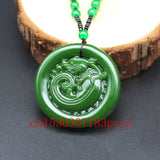 Chinese Carved Pixiu Green Jade Pendant Necklace Amulet for Men Women