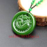 Chinese Carved Pixiu Green Jade Pendant Necklace Amulet for Men Women