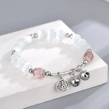 Strawberry Quartz Hetian Jade Beaded Bracelet Natural Blessing Chinese Character