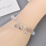 Strawberry Quartz Hetian Jade Beaded Bracelet Natural Blessing Chinese Character