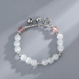 Strawberry Quartz Hetian Jade Beaded Bracelet Natural Blessing Chinese Character