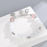 Strawberry Quartz Hetian Jade Beaded Bracelet Natural Blessing Chinese Character