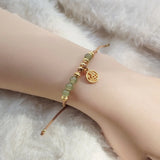 Chinese Blessing Round Charm Jade Bracelet Women Jewelry