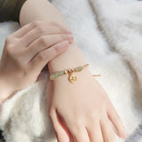 Chinese Blessing Round Charm Jade Bracelet Women Jewelry