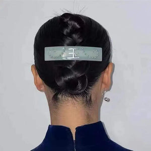 Chinese Characters Pearl Rectangle Hair Clip for Women