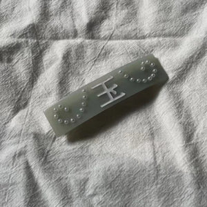 Chinese Characters Pearl Rectangle Hair Clip for Women