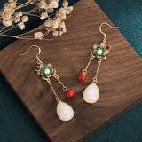Chinese Cheongsam Style Drop Earrings Romantic Tassel Jewelry with Box