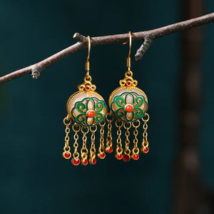 Chinese Cheongsam Style Drop Earrings for Women Oriental Tassel Jewelry
