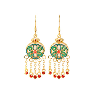 Chinese Cheongsam Style Drop Earrings for Women Oriental Tassel Jewelry