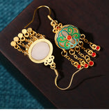 Chinese Cheongsam Style Drop Earrings for Women Oriental Tassel Jewelry