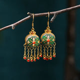 Chinese Cheongsam Style Drop Earrings for Women Oriental Tassel Jewelry