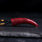 Chinese Cinnabar Jade Ox Horn Pendant Necklace Jewellery